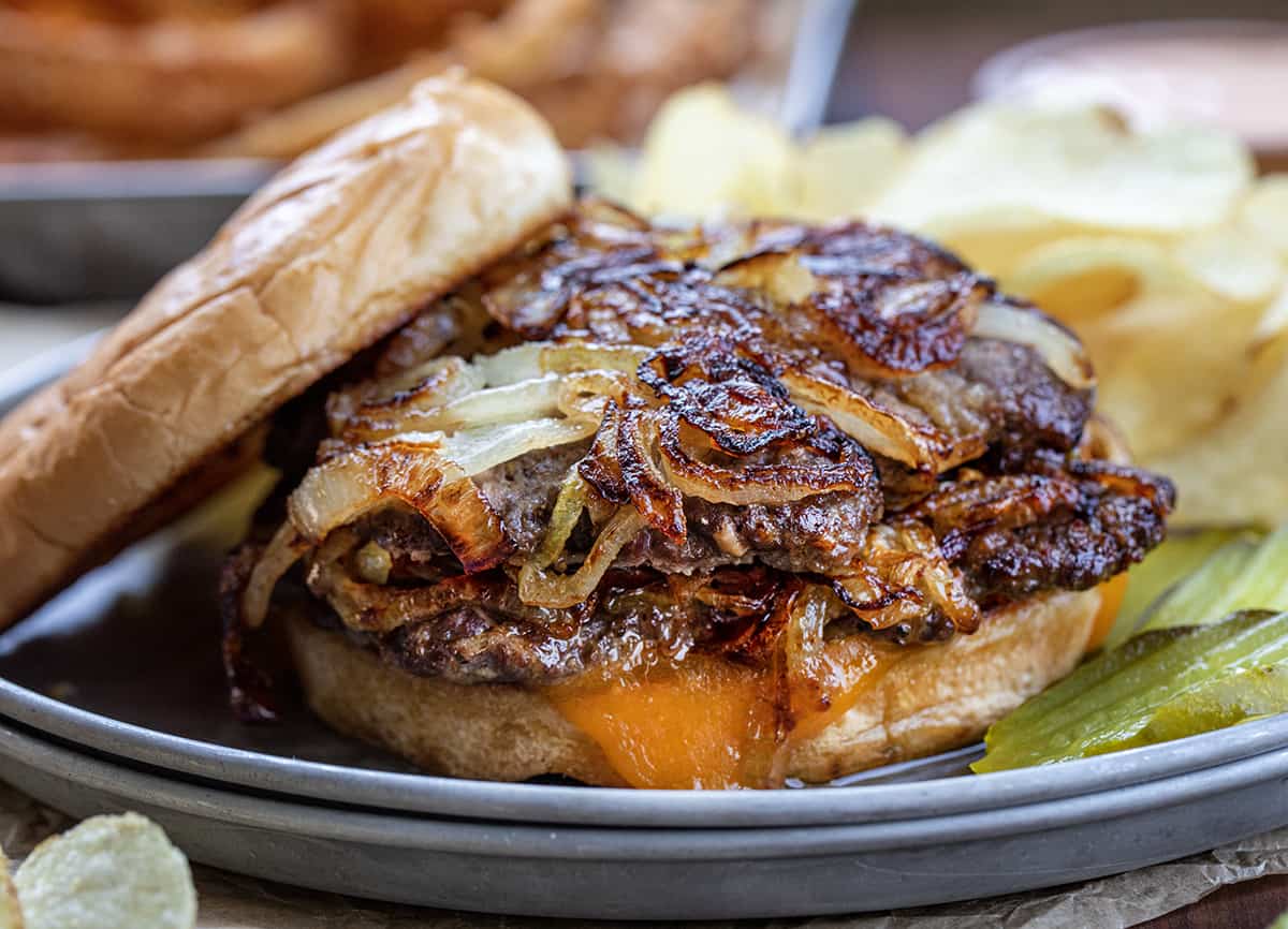 Burger with Fried Onions in Cob