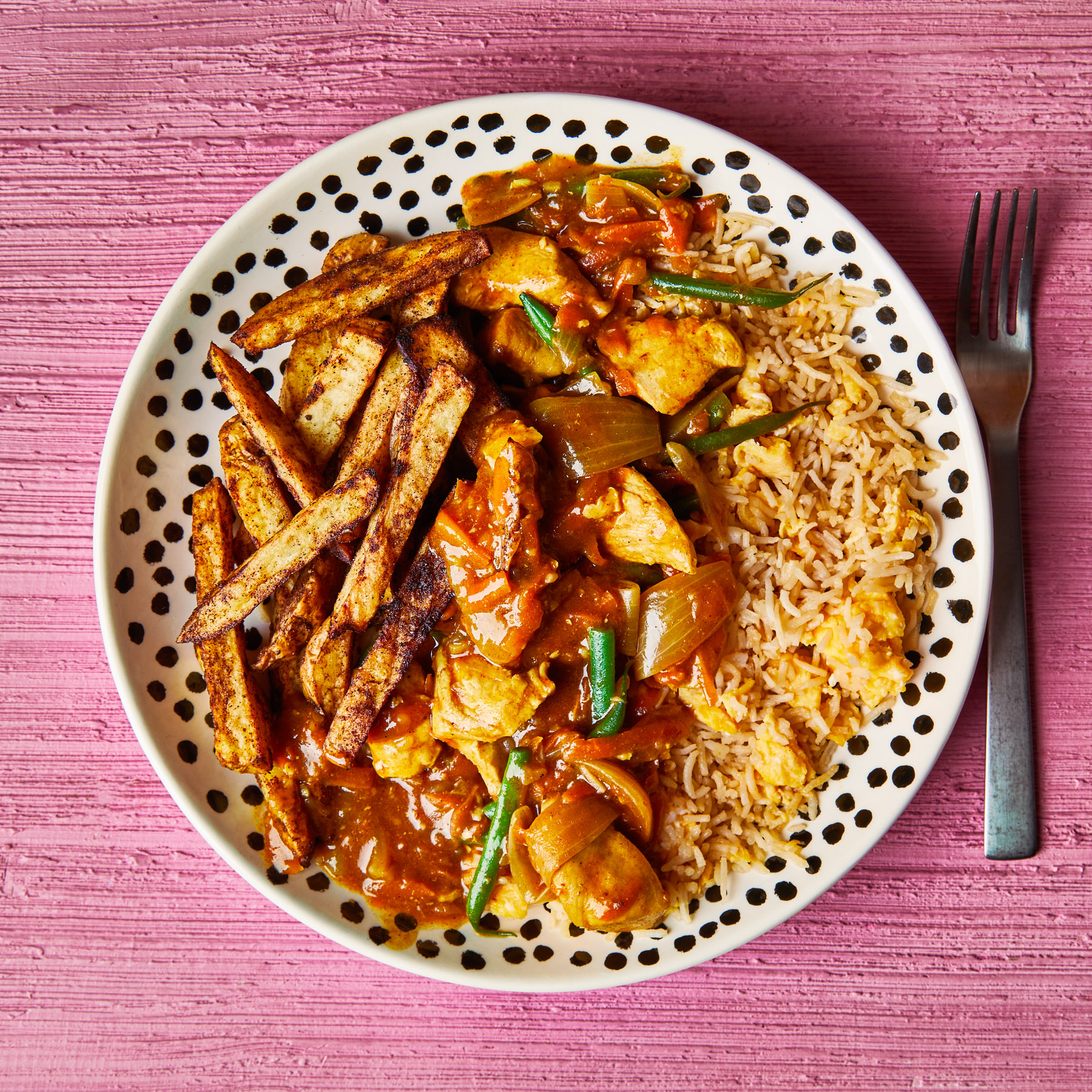 Chicken Curry Rice or Chips